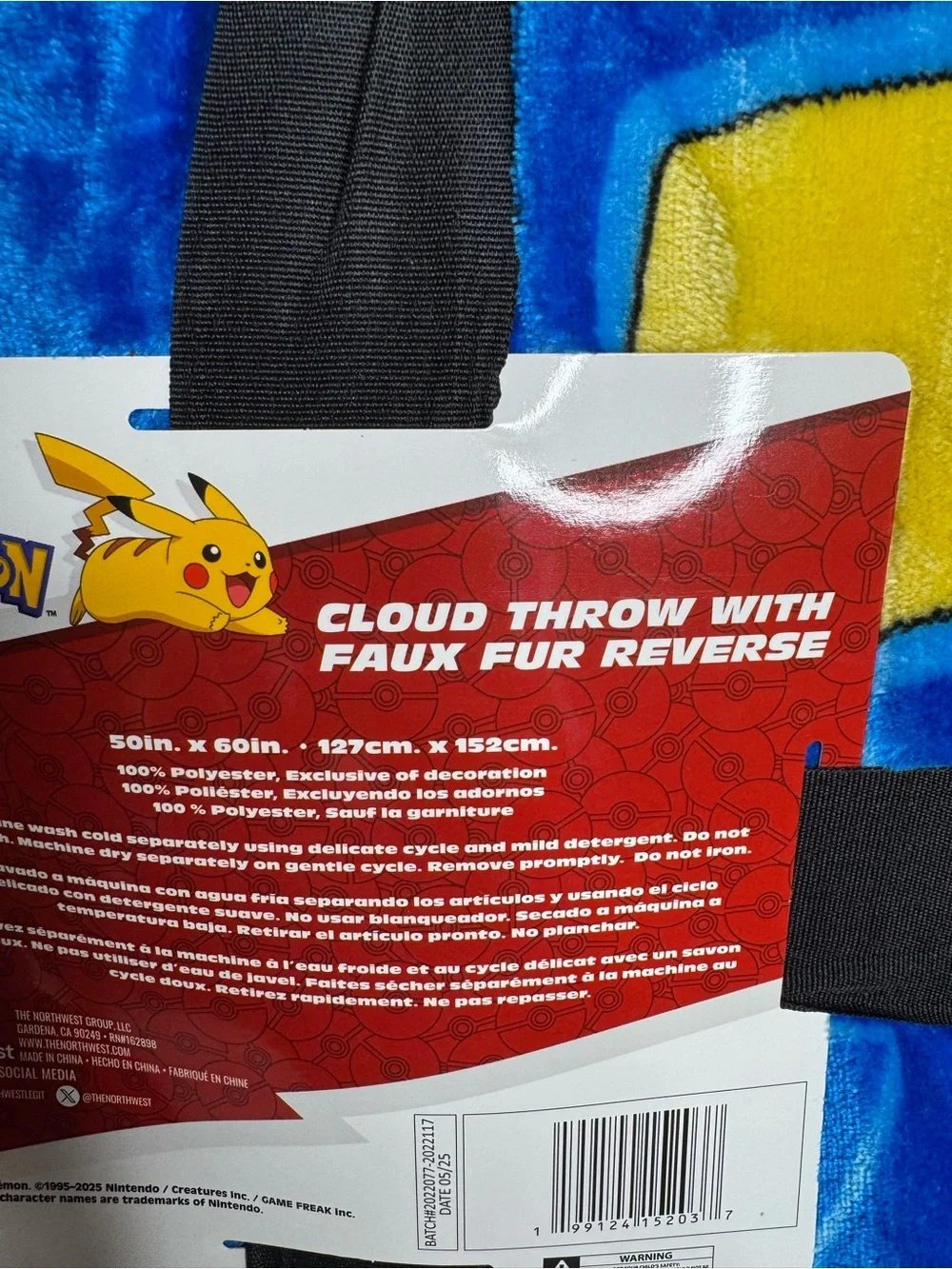 Pokemon Plush Throw Blanket - Blue, Yellow, Gray Pikachu & Poké Ball Design